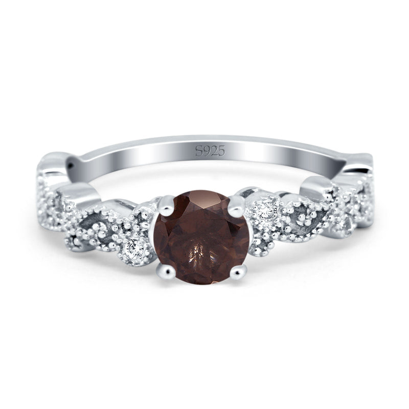 Round Natural Stone Filigree Beaded Ring