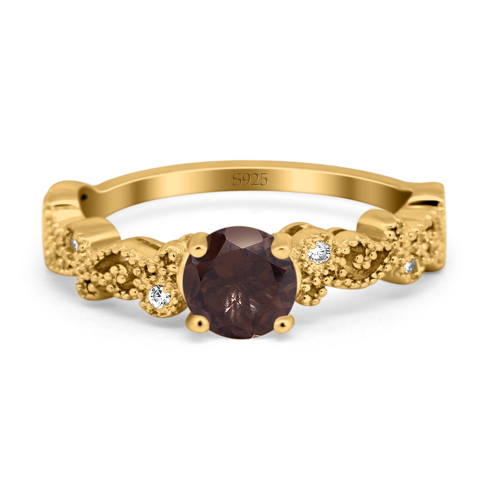 Round Natural Stone Filigree Beaded Ring