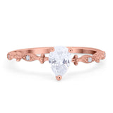 Art Deco Pear Natural Stone Wedding Ring