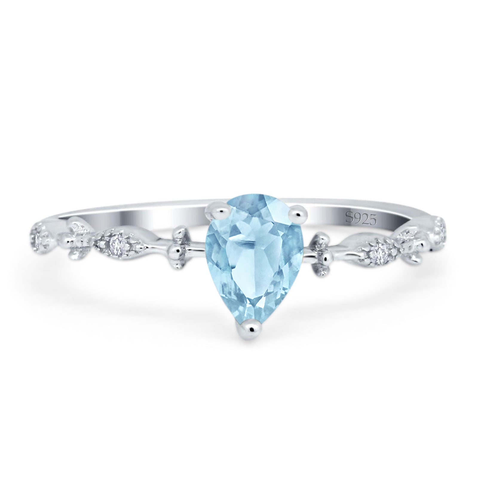 Art Deco Pear Natural Stone Wedding Ring