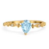 Art Deco Pear Natural Stone Wedding Ring