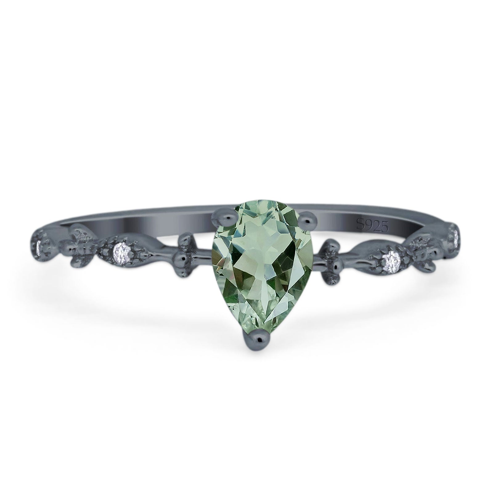 Art Deco Pear Natural Stone Wedding Ring