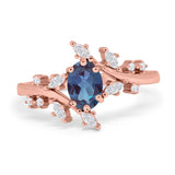 Floral Oval Natural Stone Wedding Ring