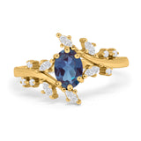 Floral Oval Natural Stone Wedding Ring