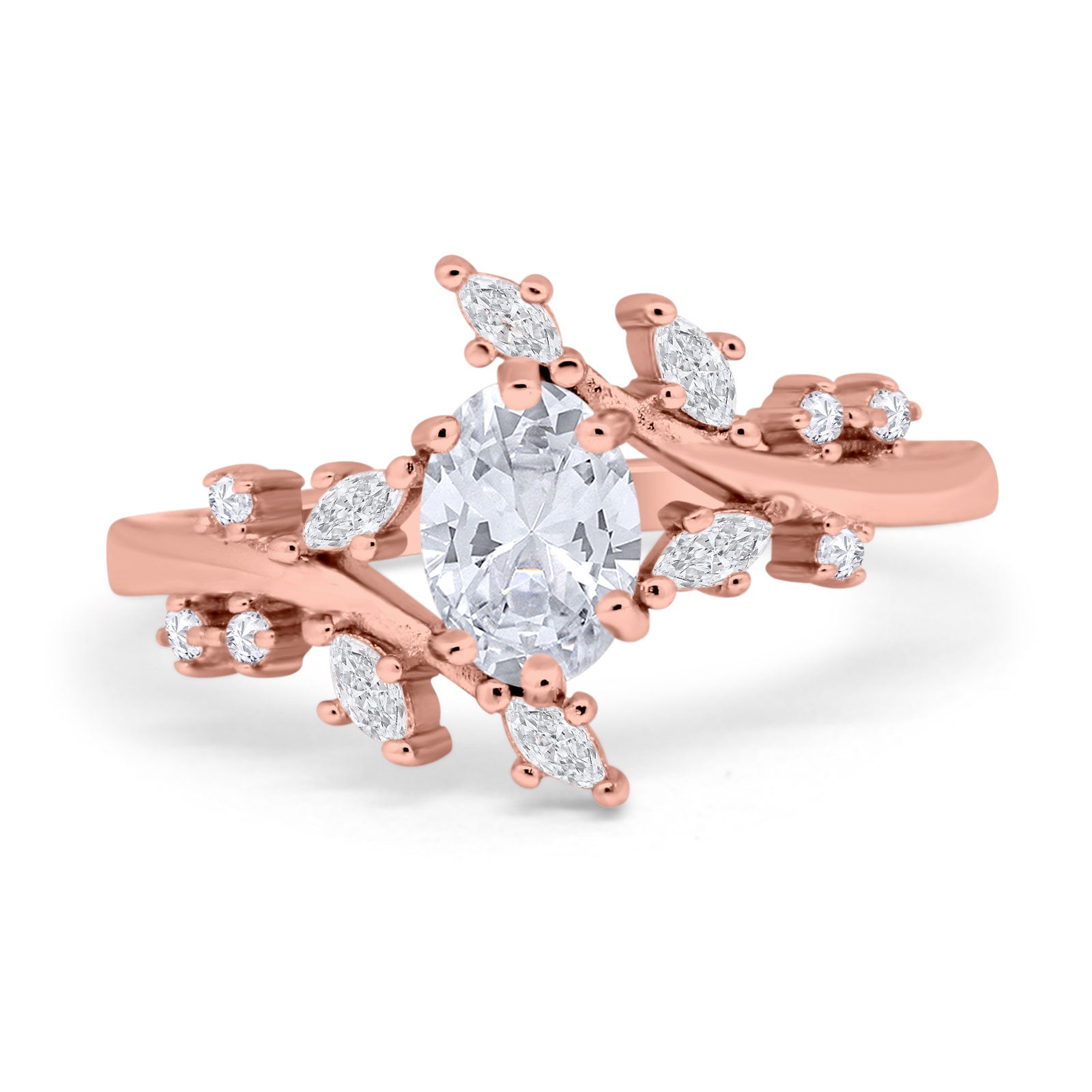 Floral Oval Natural Stone Wedding Ring