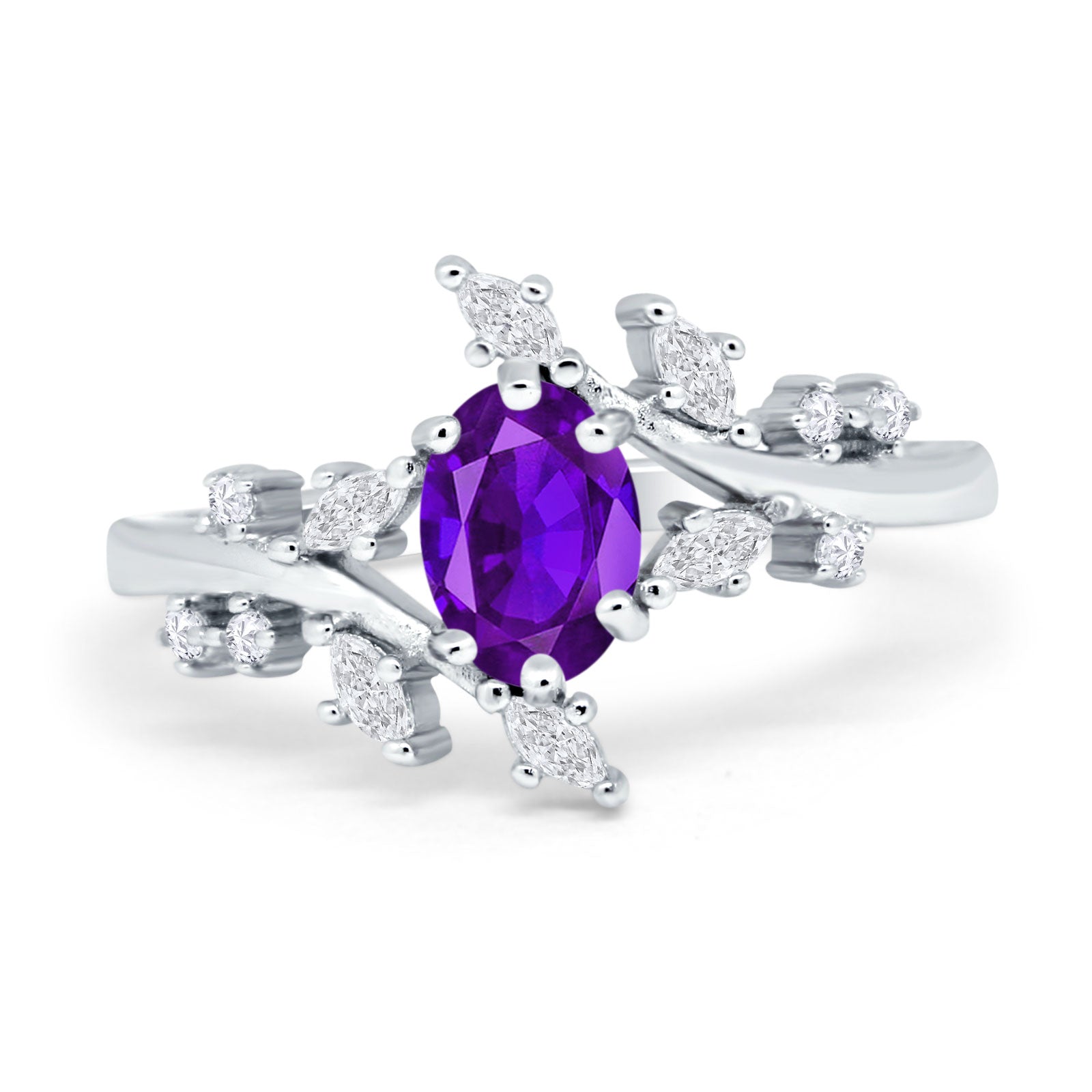 Floral Oval Natural Stone Wedding Ring