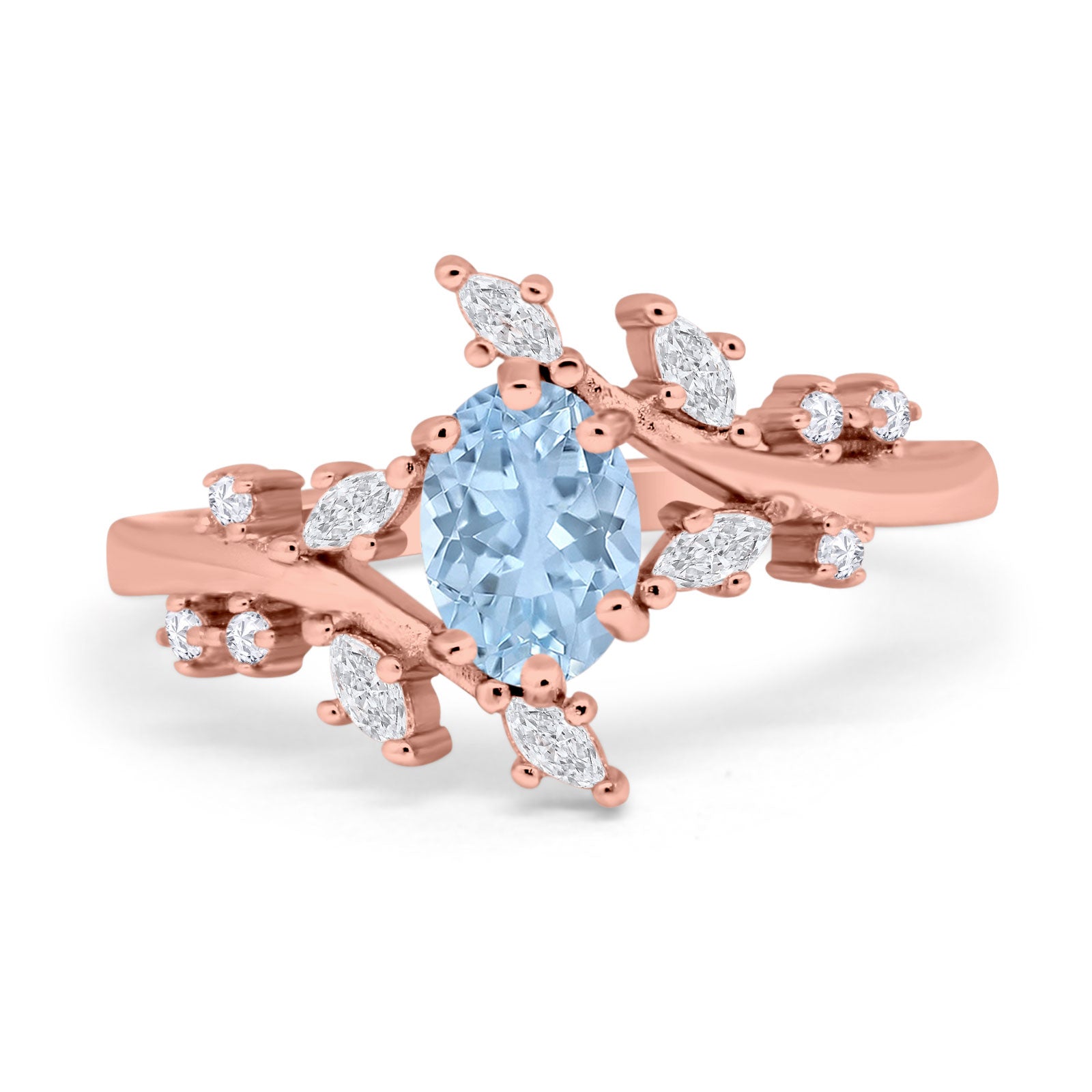 Floral Oval Natural Stone Wedding Ring