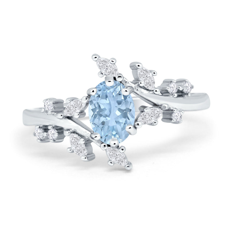 Floral Oval Natural Stone Wedding Ring