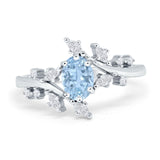 Floral Oval Natural Stone Wedding Ring