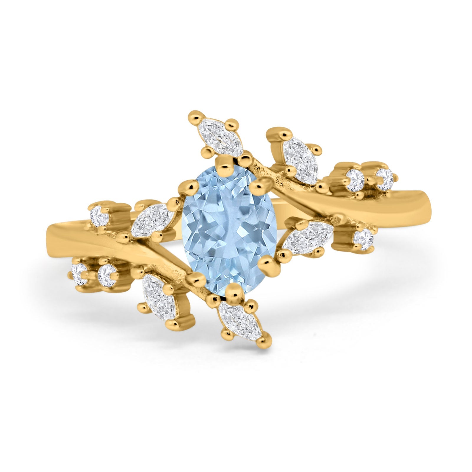 Floral Oval Natural Stone Wedding Ring