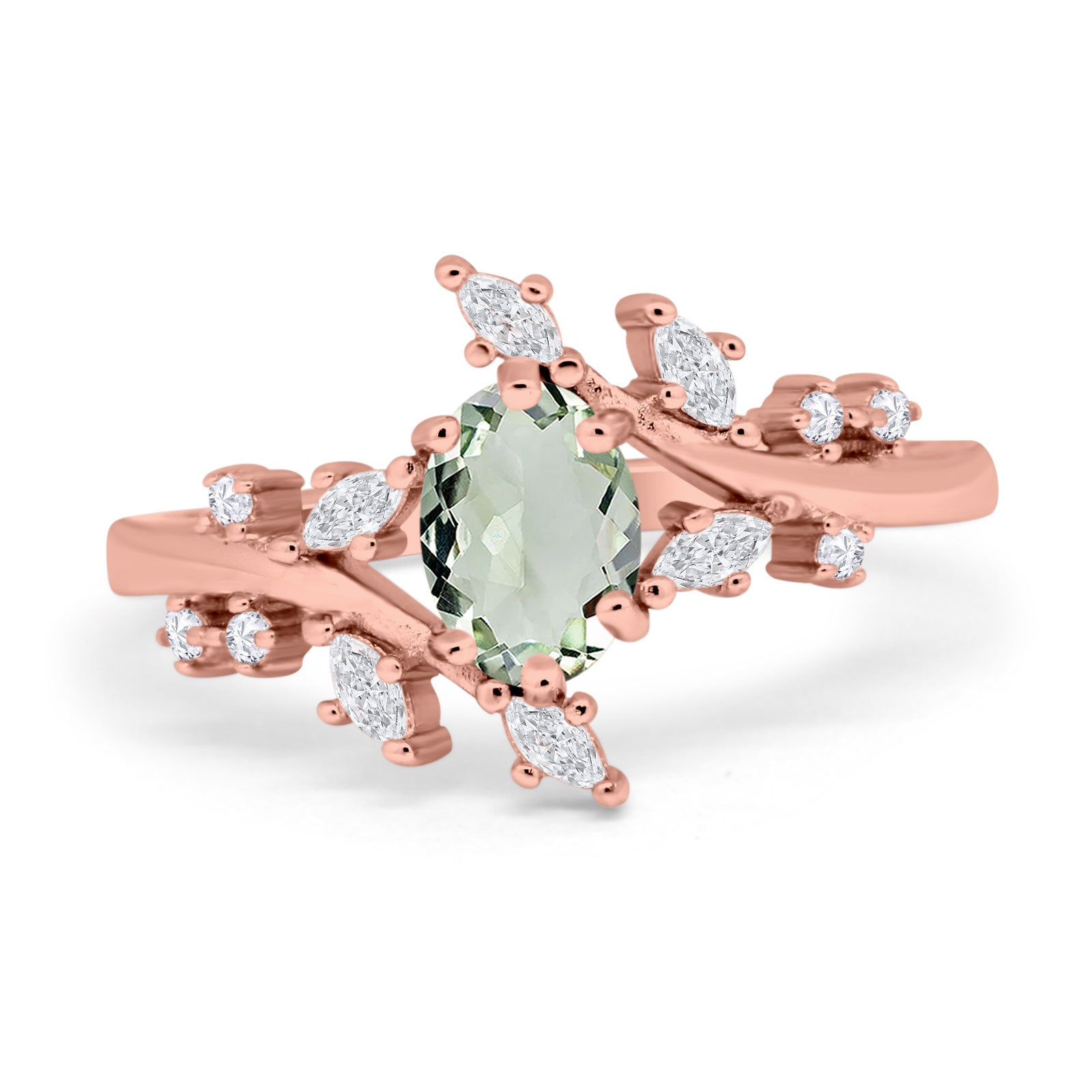 Floral Oval Natural Stone Wedding Ring