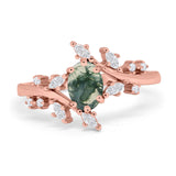 Floral Oval Natural Stone Wedding Ring