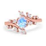 Floral Oval Natural Stone Wedding Ring