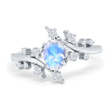 Floral Oval Natural Stone Wedding Ring