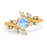 Floral Oval Natural Stone Wedding Ring