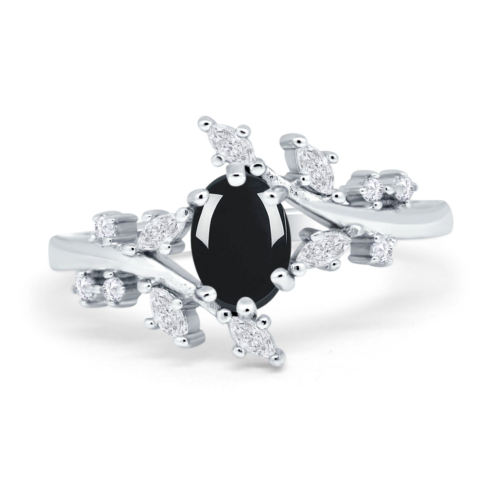 Floral Oval Natural Stone Wedding Ring