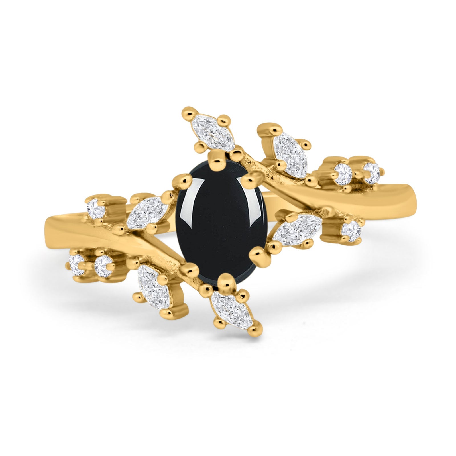 Floral Oval Natural Stone Wedding Ring