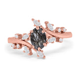 Floral Oval Natural Stone Wedding Ring