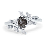 Floral Oval Natural Stone Wedding Ring