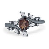 Floral Oval Natural Stone Wedding Ring