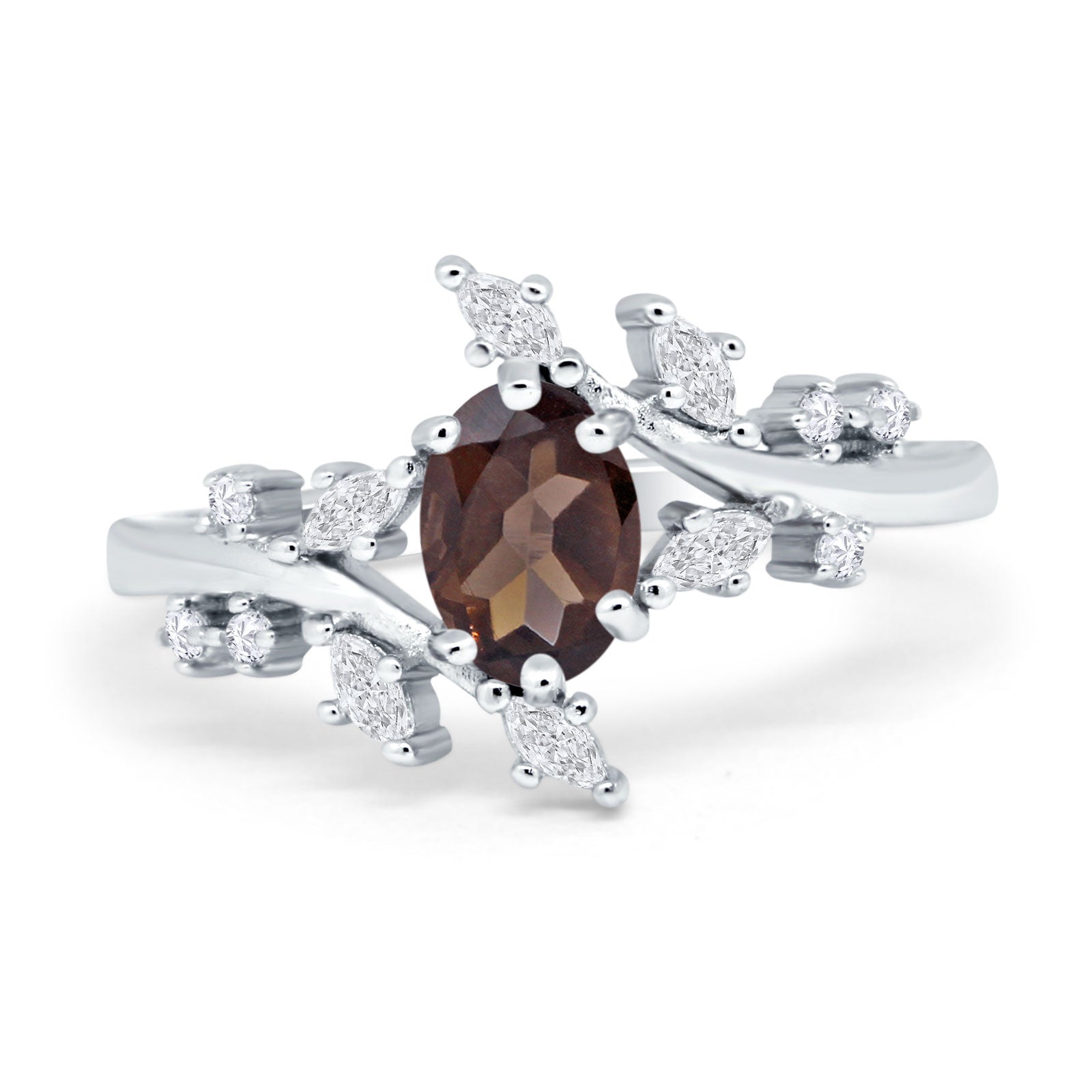 Floral Oval Natural Stone Wedding Ring