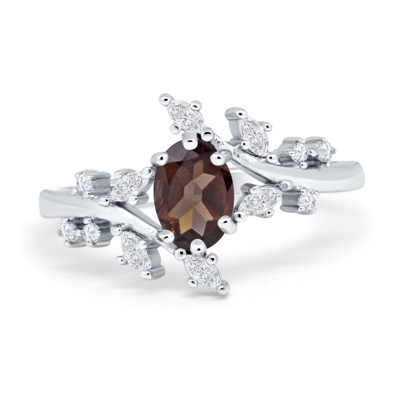 Floral Oval Natural Stone Wedding Ring