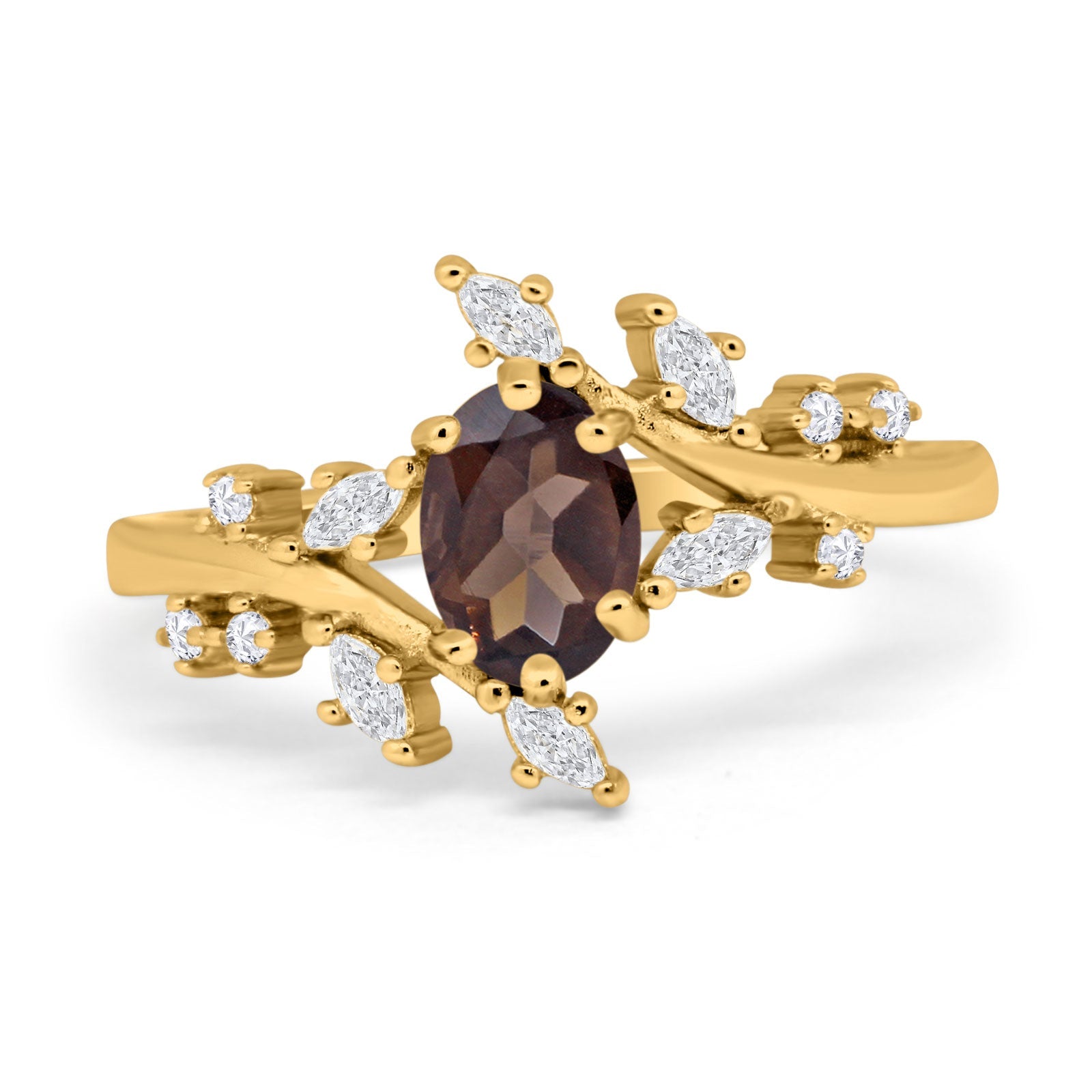 Floral Oval Natural Stone Wedding Ring