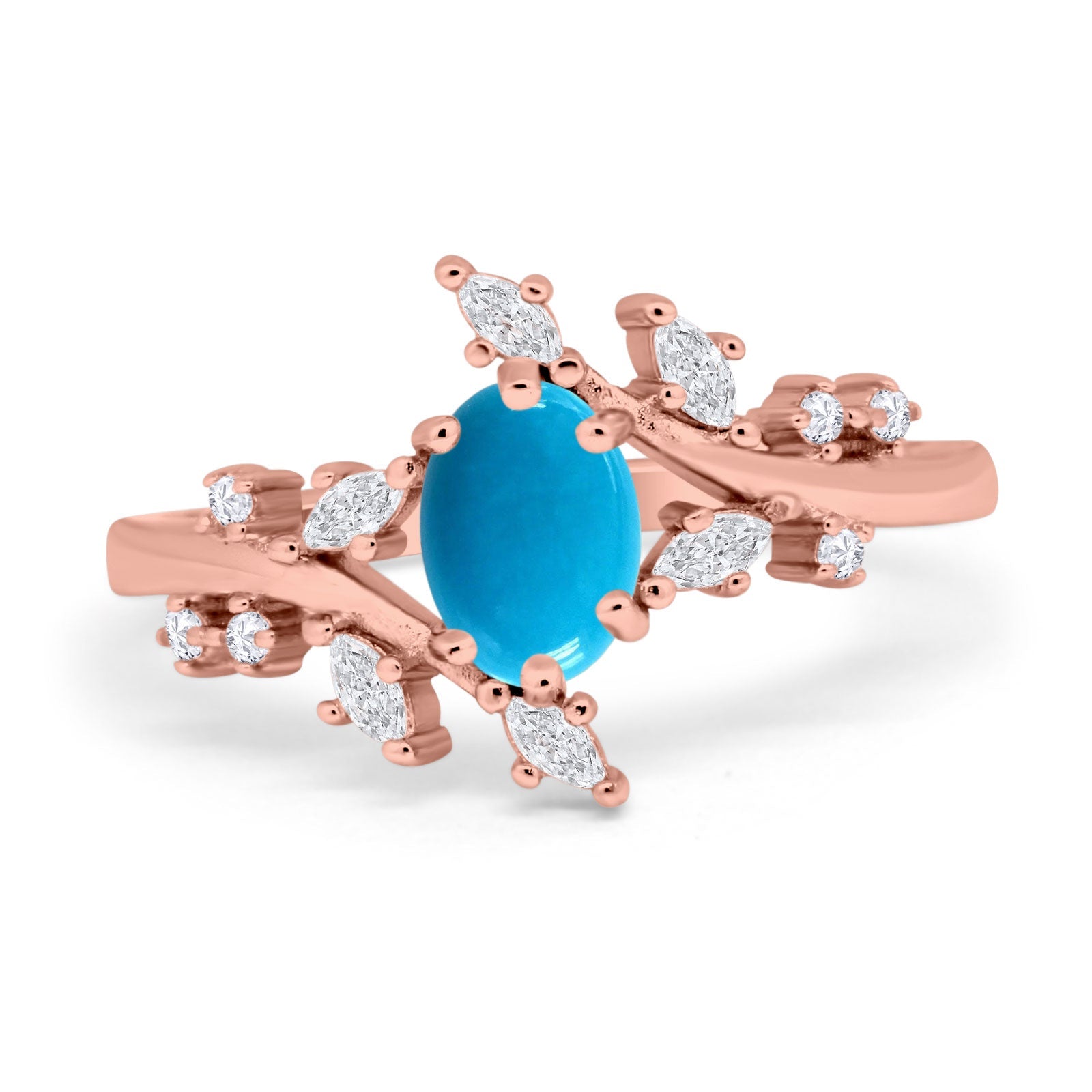 Floral Oval Natural Stone Wedding Ring