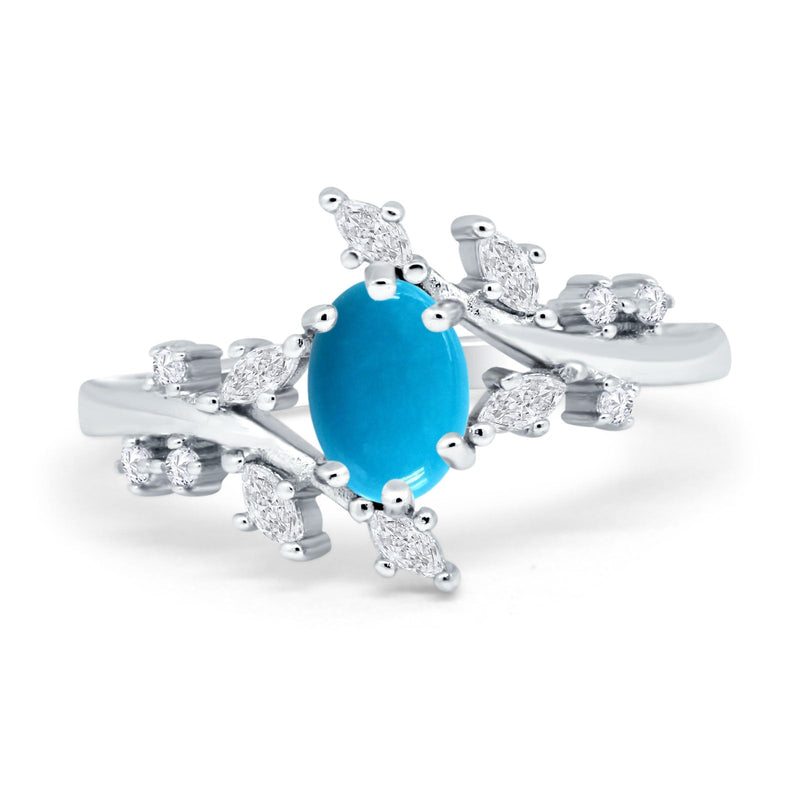 Floral Oval Natural Stone Wedding Ring