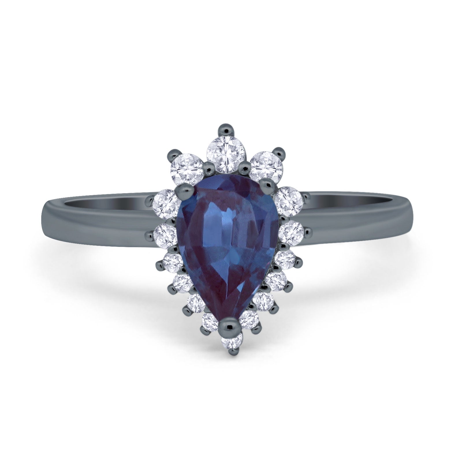 Art Deco Pear Natural Stone Wedding Ring