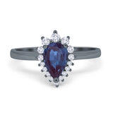Art Deco Pear Natural Stone Wedding Ring