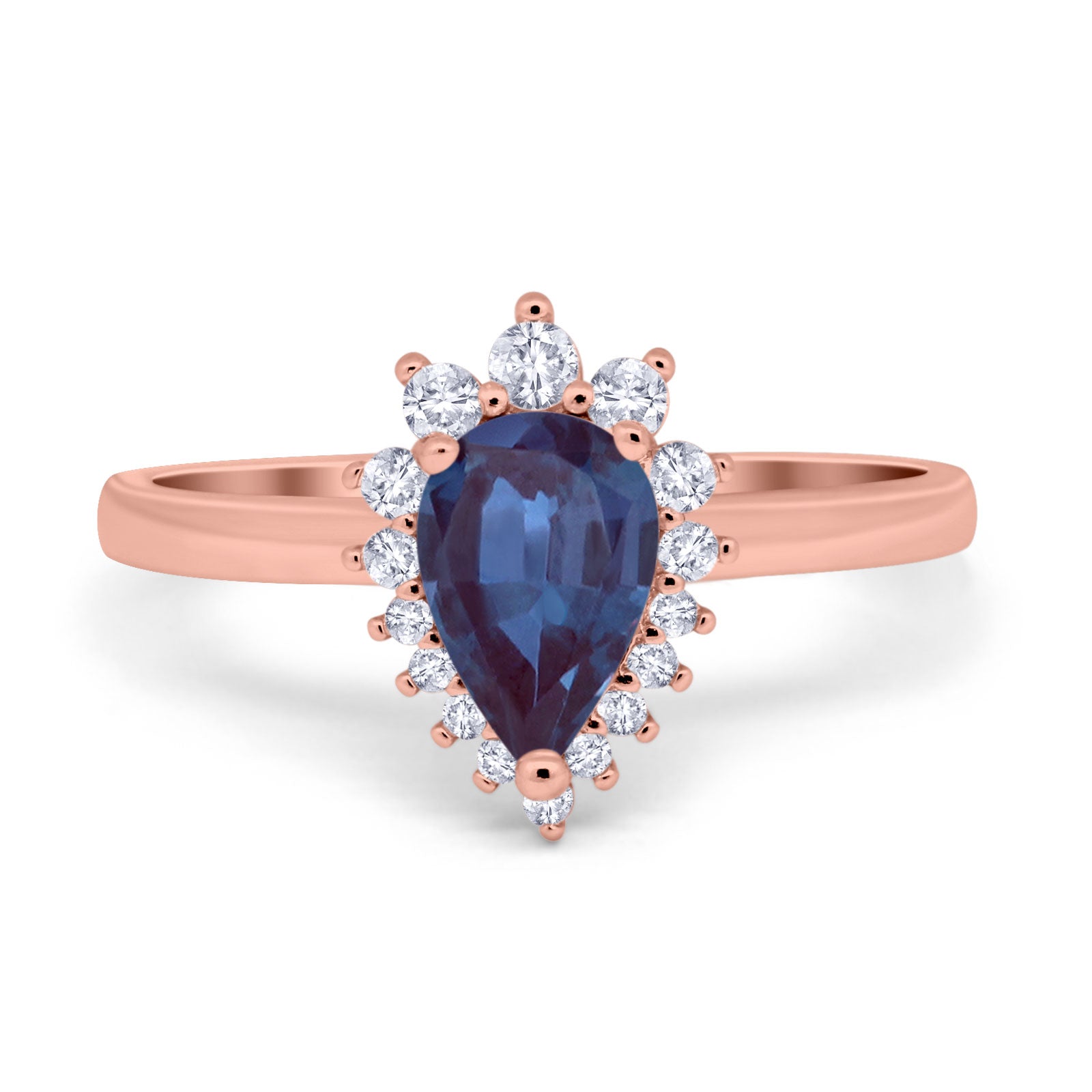 Art Deco Pear Natural Stone Wedding Ring