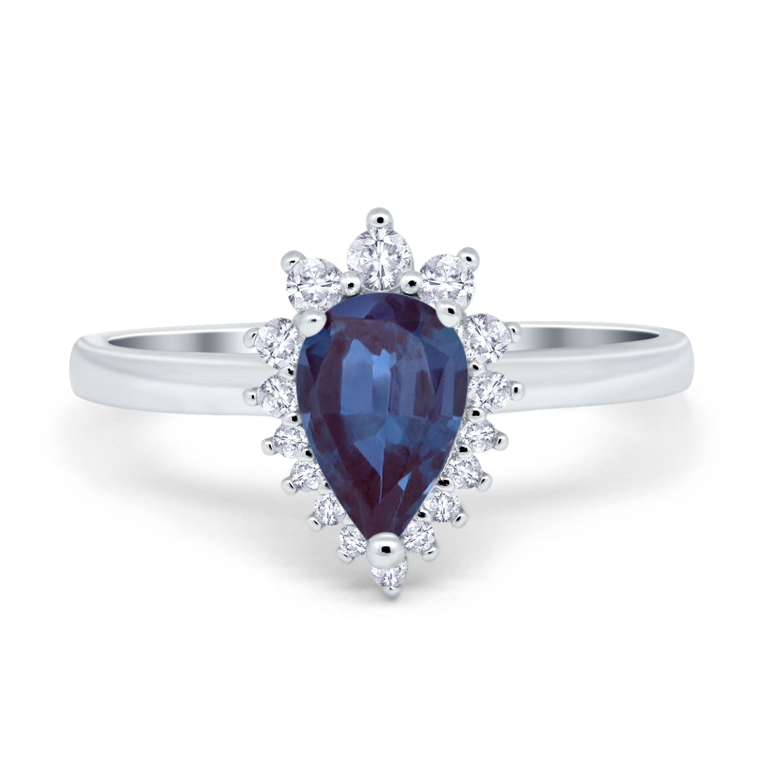 Art Deco Pear Natural Stone Wedding Ring