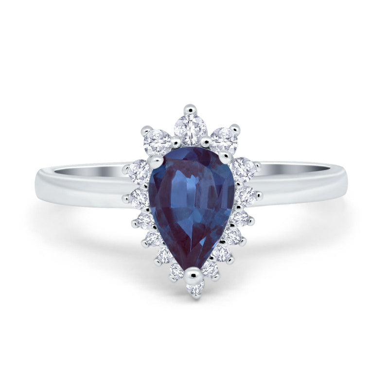 Art Deco Pear Natural Stone Wedding Ring