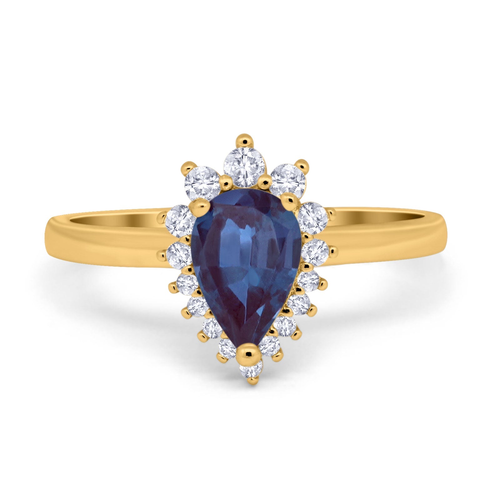 Art Deco Pear Natural Stone Wedding Ring