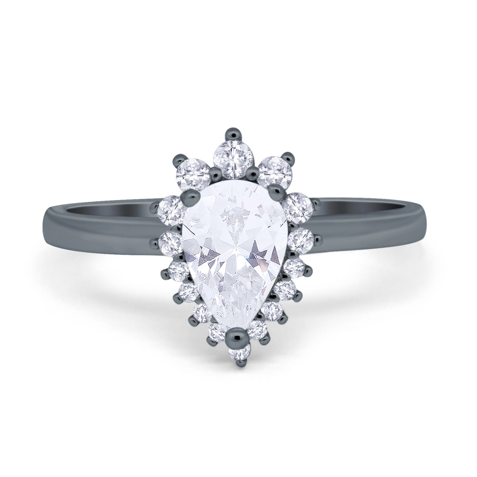 Art Deco Pear Natural Stone Wedding Ring
