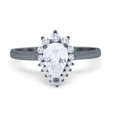 Art Deco Pear Natural Stone Wedding Ring