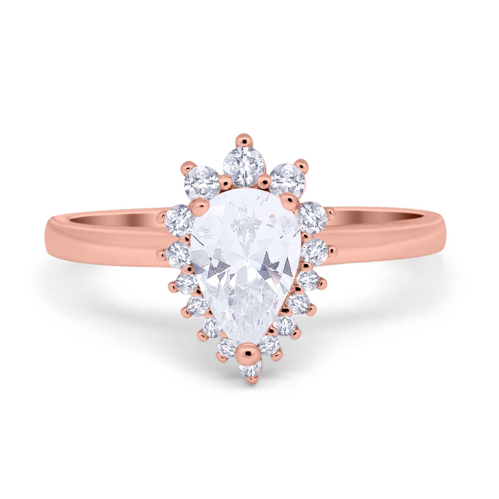 Art Deco Pear Natural Stone Wedding Ring