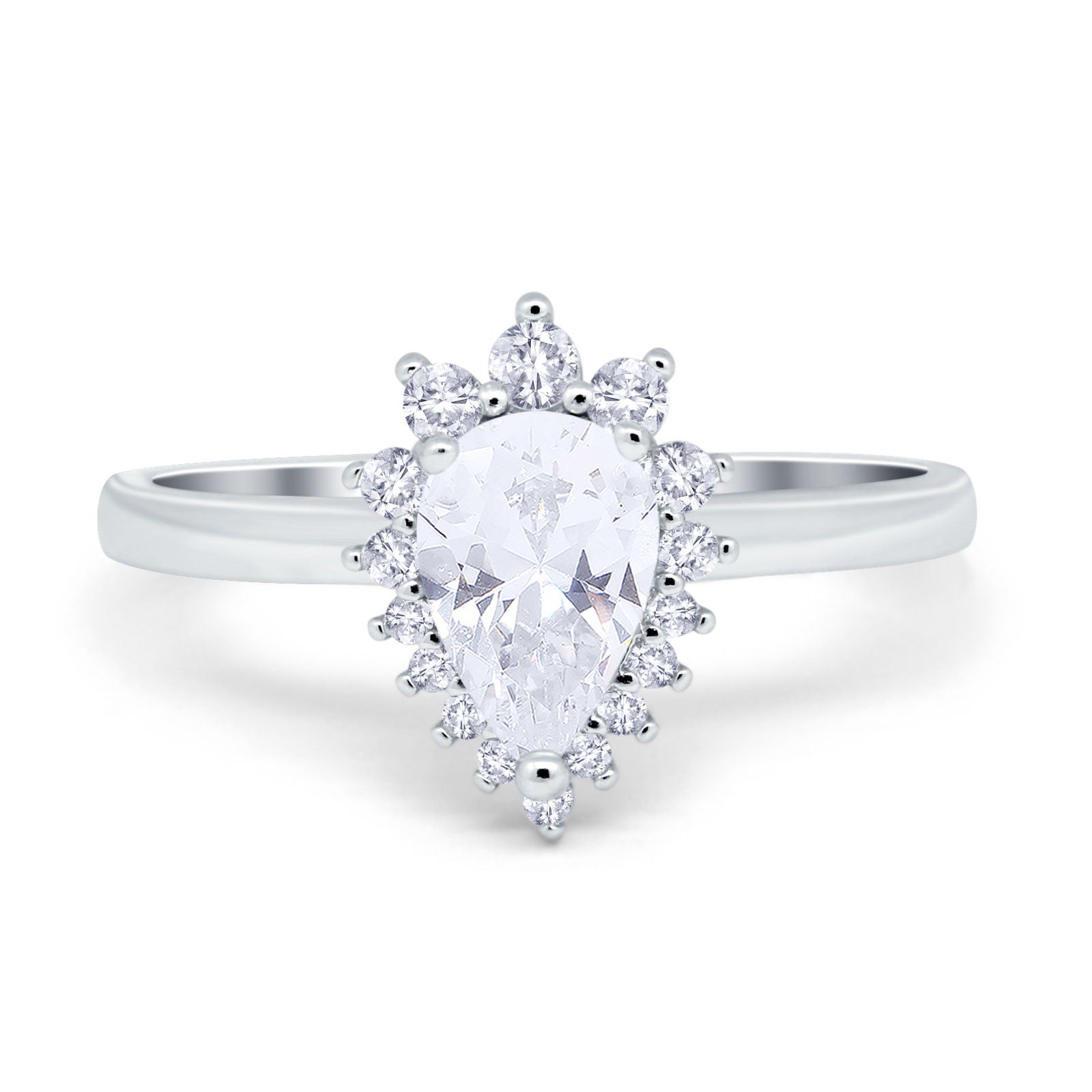 Art Deco Pear Natural Stone Wedding Ring