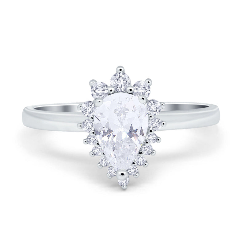 Art Deco Pear Natural Stone Wedding Ring