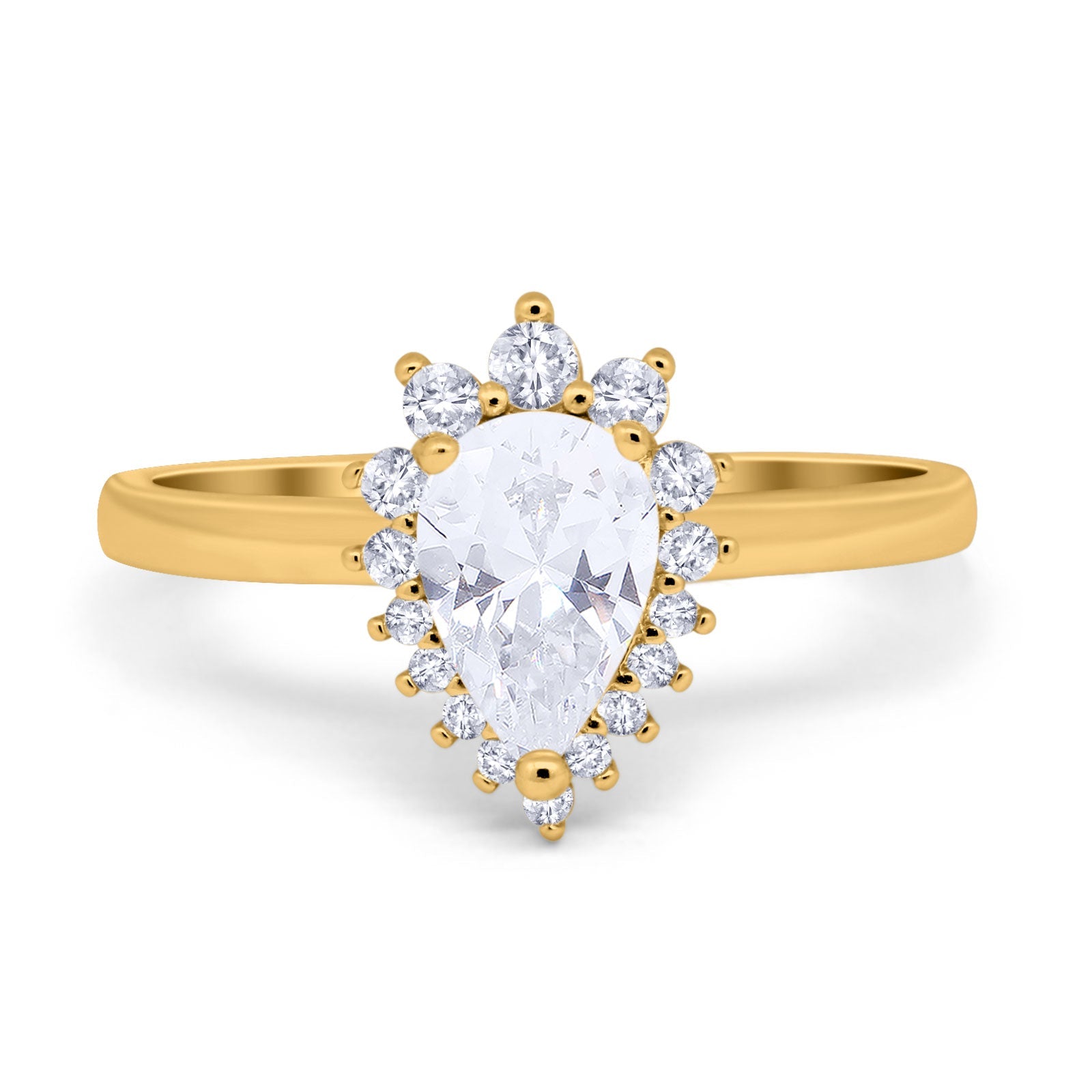 Art Deco Pear Natural Stone Wedding Ring