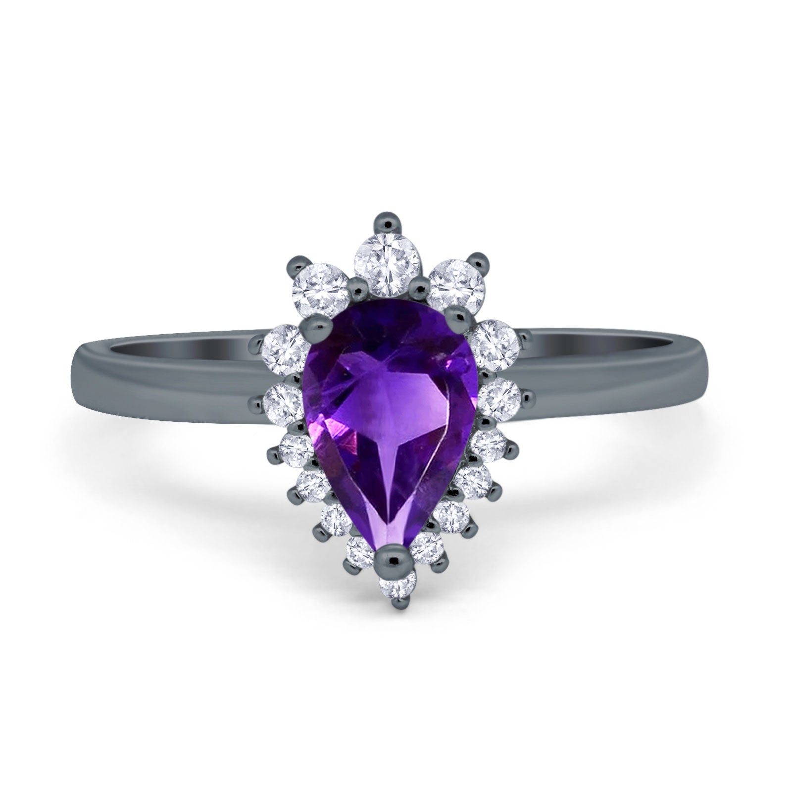 Art Deco Pear Natural Stone Wedding Ring