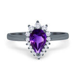 Art Deco Pear Natural Stone Wedding Ring