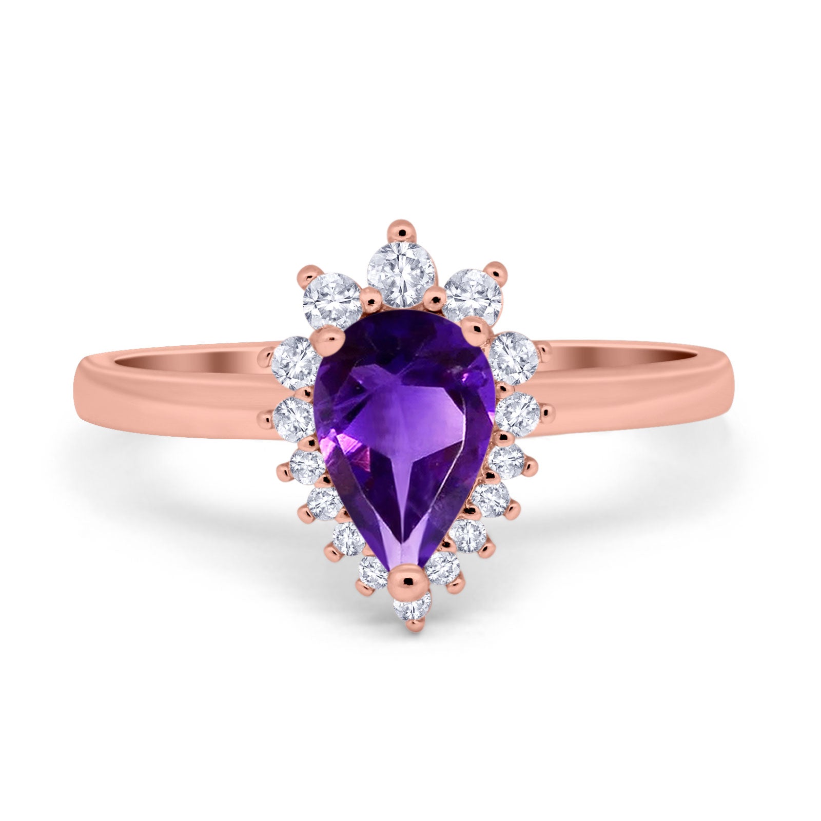 Art Deco Pear Natural Stone Wedding Ring