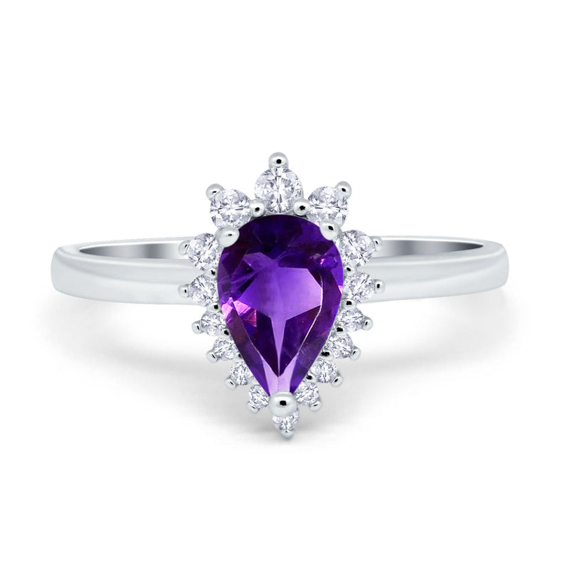 Art Deco Pear Natural Stone Wedding Ring