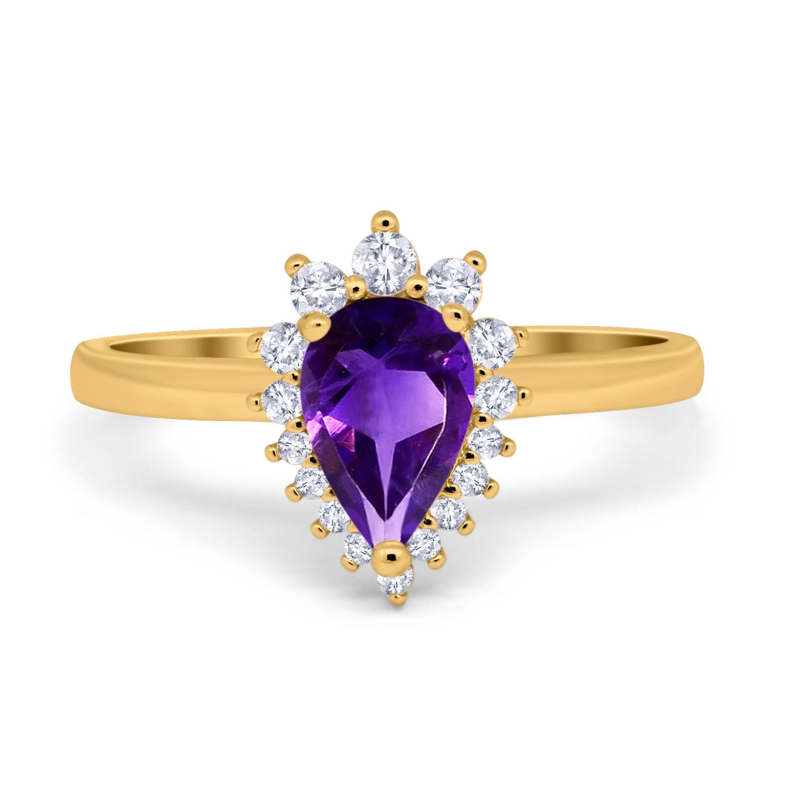 Art Deco Pear Natural Stone Wedding Ring