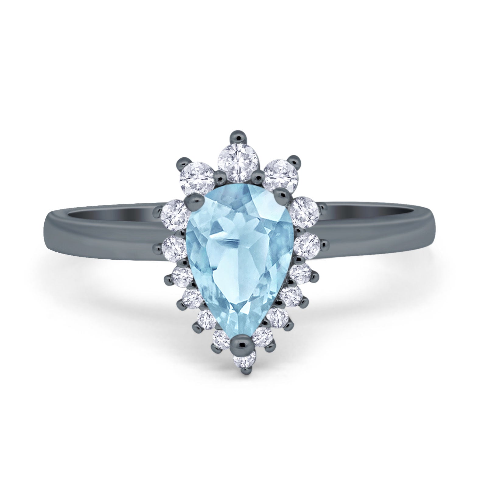 Art Deco Pear Natural Stone Wedding Ring