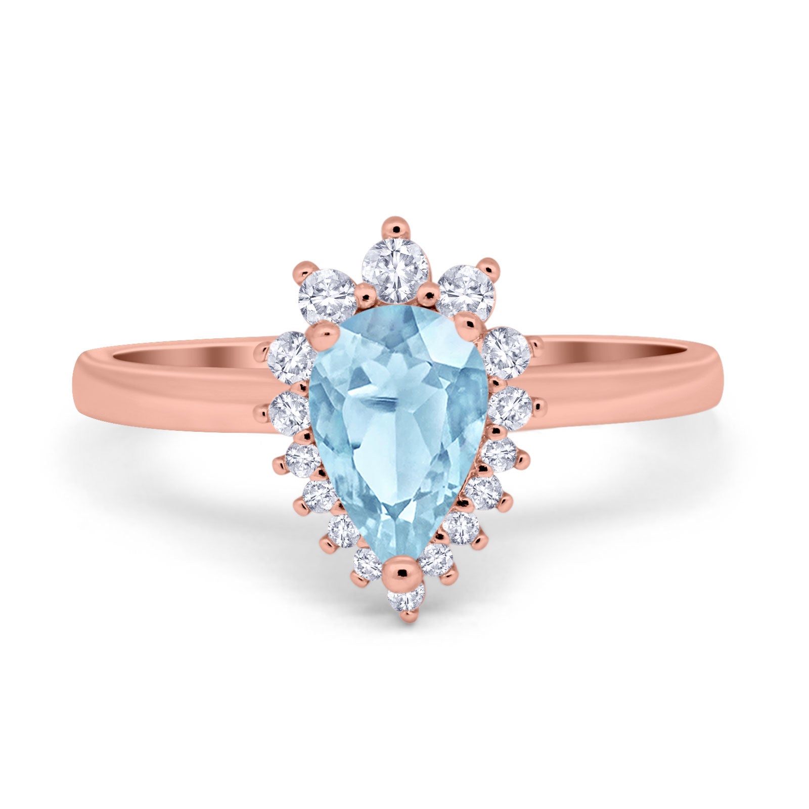 Art Deco Pear Natural Stone Wedding Ring