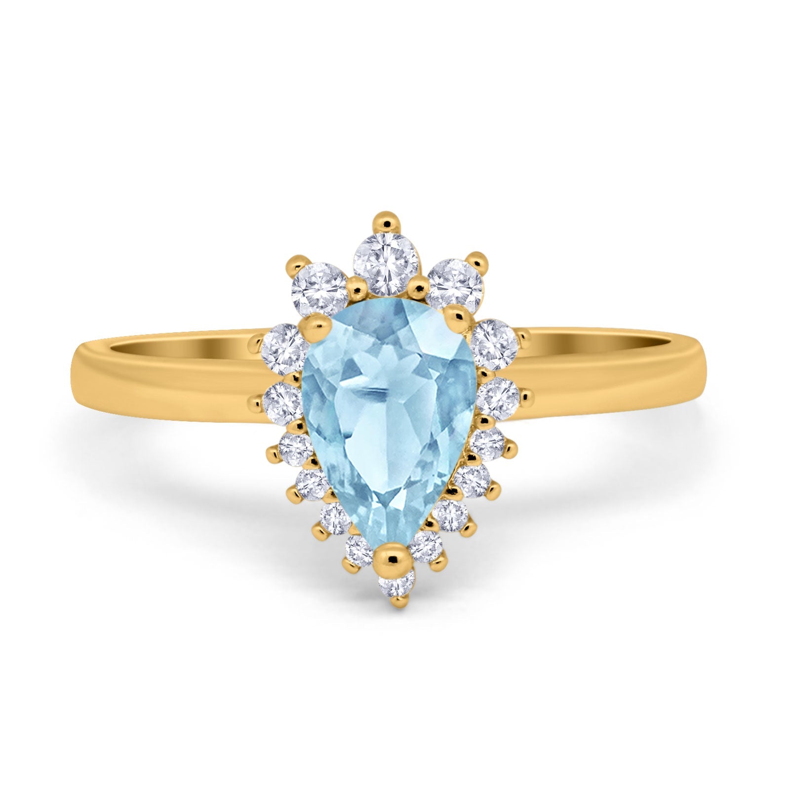 Art Deco Pear Natural Stone Wedding Ring