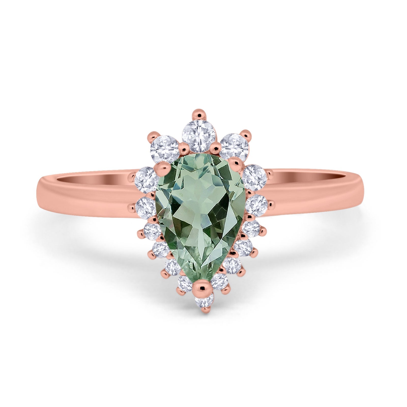 Art Deco Pear Natural Stone Wedding Ring